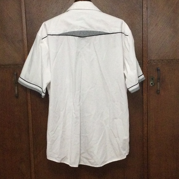 Franky Max white casual short sleeves button down shirt size L - Picture 2 of 3